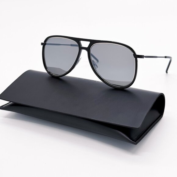 NEW SAINT LAURENT CLASSIC 11 RIM 002 AVIATOR UNISEX BLACK SUNGLASSES - Picture 2 of 9